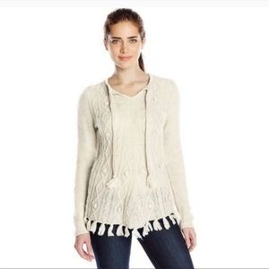 Prana Shelby Tassel Tunic Sweater, Cream, Size XL
